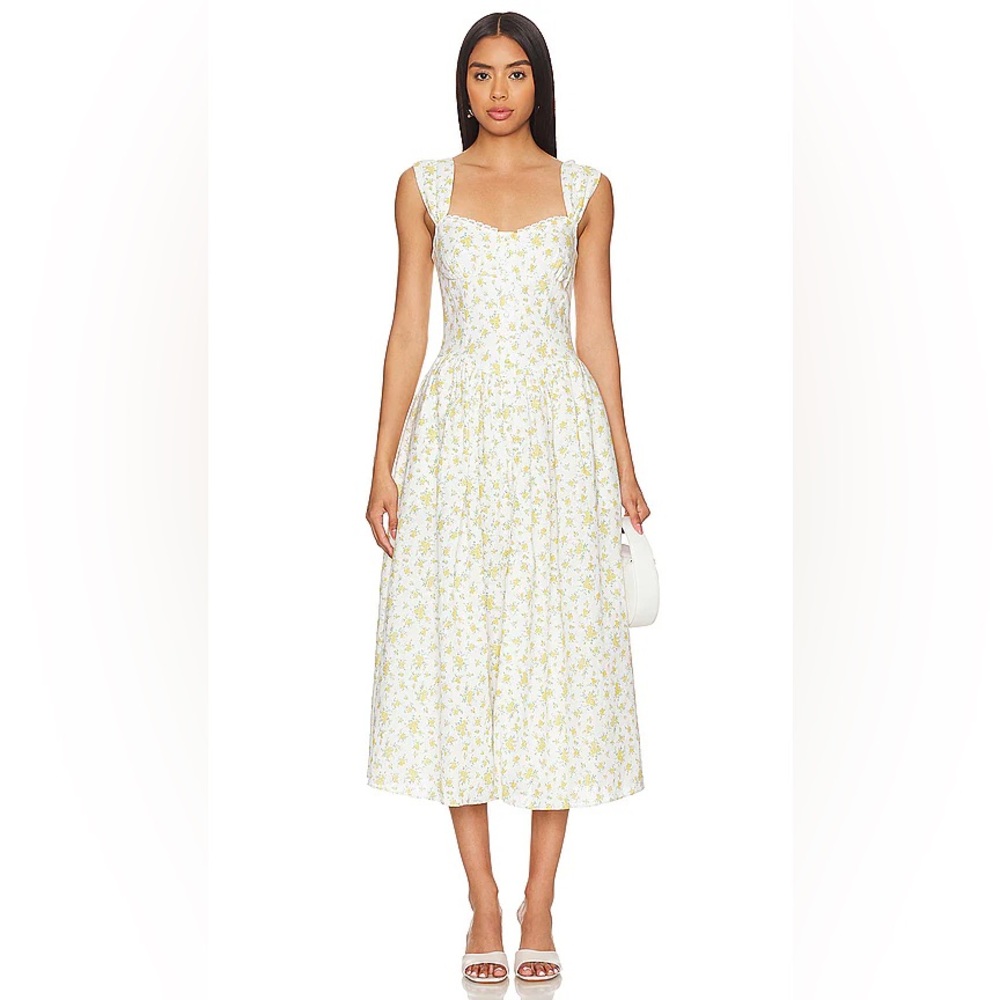 Bardot Malea Floral Print Linen Midi Dress